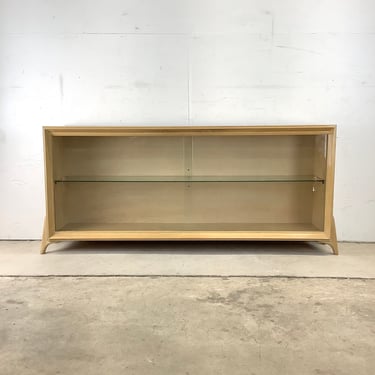 Low Mid-Century Bookcase or Display Case With Sliding Glass Doors 