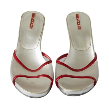 Prada Silver + Red Translucent Heels