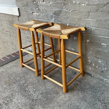 Pair of Rush Seat Counter Stools