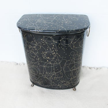 Black and Brass  Woven Hamper Pearl Wick NY 