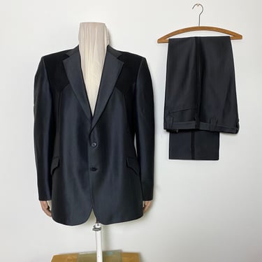 Vintage 1980s Western Tuxedo Suit Tux Mesquite Black 48 Regular 