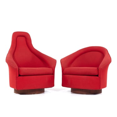 Adrian Pearsall for Craft Associates Mid Century His and Hers Swivel Lounge Chairs - Pair - mcm 