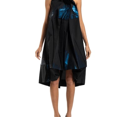 2000S Issey Miyake Blue  Black Metallic Polyester 132 5 Avant Garde Art Dress 