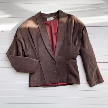 brown leather jacket 80s vintage short cropped suede jacket 