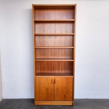 Vintage Tall Mid-Century Danish Teak Bookshelf with Cabinet 
