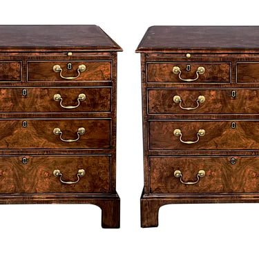 A Good Quality Pair of Burton-Ching Ltd. George II Style Crossbanded Walnut Chests