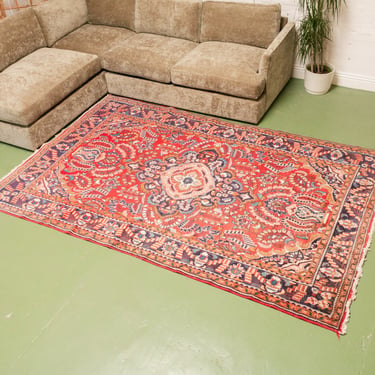 Persian Antique Rug with Blue Border