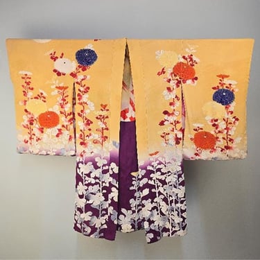 Vintage Japanese Kimono / Japanese Haori / Hand Painted Kimono / Size Medium - Large 