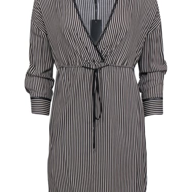 Halston Heritage - Black & Cream Stripe Drawstring Dress Sz XS