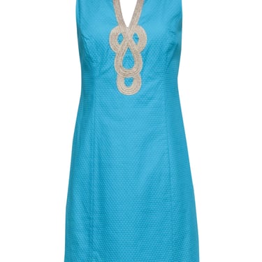 Lilly Pulitzer- Teal Textured Sleeveless w/ Gold Middle Applique Sz 6