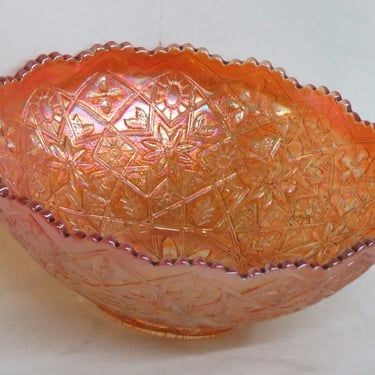 Imperial Carnival Glass Marigold Hattie Pattern Scalloped Edge Bowl 3583B
