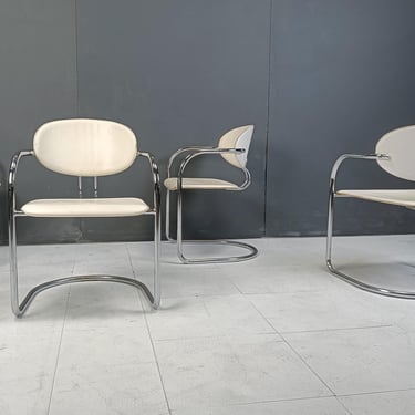 Vintage chrome dining chairs by Effezeta, 1970s - vintage italian chairs - chrome and leather chairs - vintage leather dining chairs 