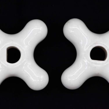 Vintage Pair of Plain Ceramic Faucet Handles