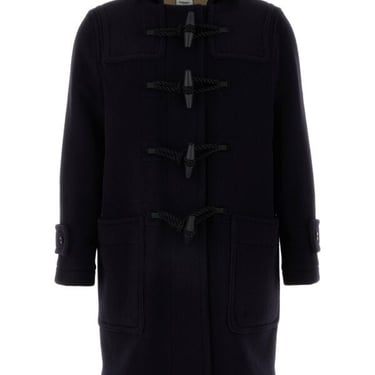 Burberry Men Navy Blue Wool Blend Coat