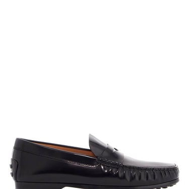 Tod's Men's Black Calfskin Loafers With Elegant Insert And Rubber Sole Men