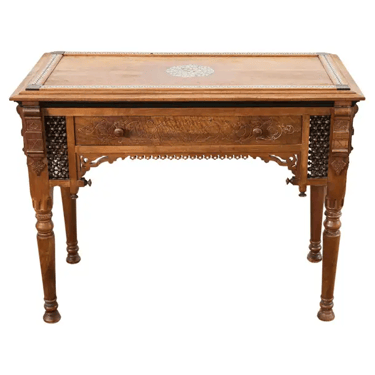 Aesthetic Movement Moorish Style Inlay Writing Table Desk