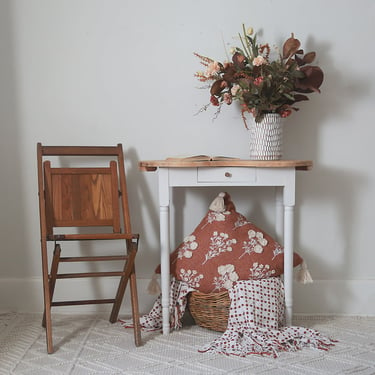 A Kidney Shaped Maple Side Table in White + Wood