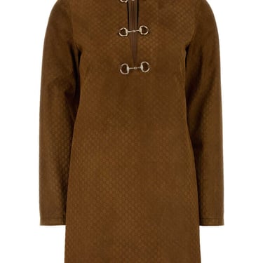 Gucci Women Camel Suede Dress