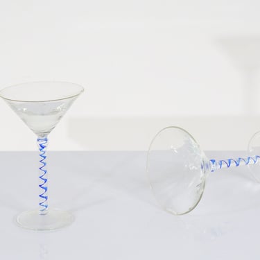 Blue Wavy Cocktail Glasses 