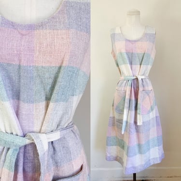 Vintage deadstcok 1970s Pastel Check Wool Dress / S (NWT) 