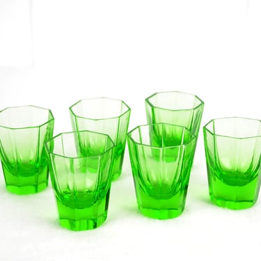 6 shot glasses crystal glass ground mid century bar vintage design 50s 60s glasses liqueur schnapps house bar 