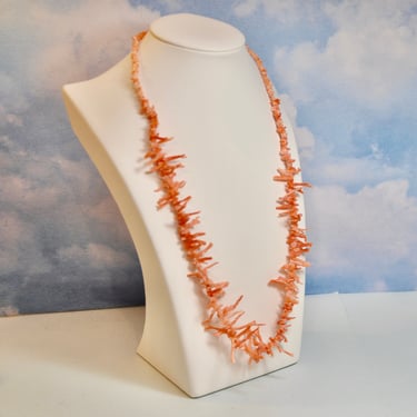 Angel Skin Natural Branch Coral Necklace Exceptional 24 Inches Long Museum Grade Coral Rare Gift for Her Vintage & Earrings Signed LuCoral 