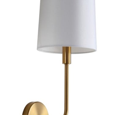 Pair (2) Savafieh Jaxson Wall Sconce Light Brass/White Shade FFE258-337