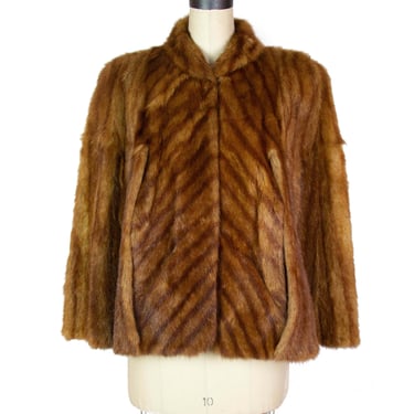 1940s Fur Cape ~ Brown Striped Fur Cape 
