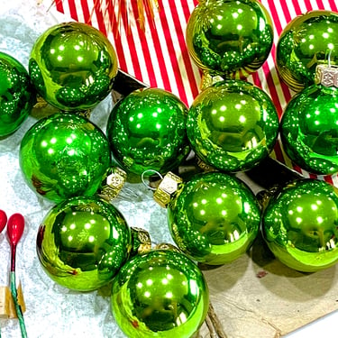 VINTAGE: 11pc - Small Glass Ornaments - Christmas Bulbs - Holiday Ornaments - Decorations - Crafts - SKU 00034566 
