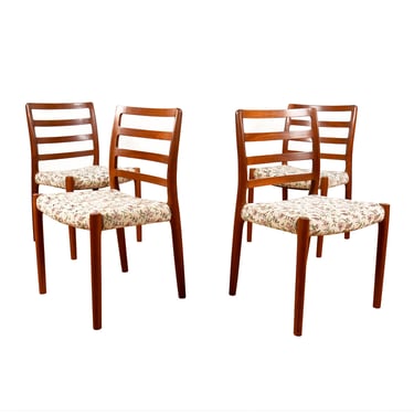 Set of 4–5 Niels Møller Dining Chairs in a Thick Danish Teak Ladder-Back Frame