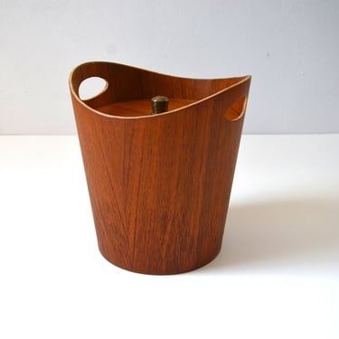 Vintage Mid-Century Scandinavian Modern Teak Ice Bucket by Servex, Made in Sweden 