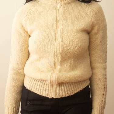 Early 1980s Irish Wool Minimalist Zip Sweater 