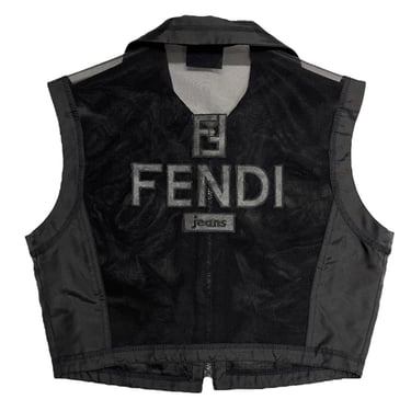 Fendi Black Sheer Logo Vest