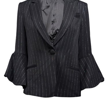 Milly - Black w/ Silver Metallic Pinstripe Print Blazer Sz 10