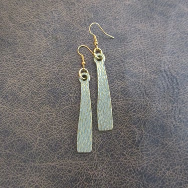 Long blue patina and gold earrings 
