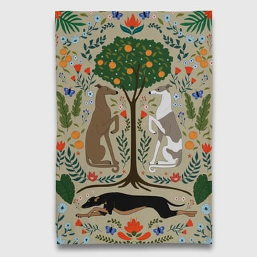Botanical Greyhound Tea Towel