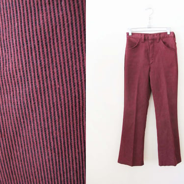 Vintage 60s Striped Pants 23 24 XXS Petite - 1960s Burgundy Red Black Pinstripe High Waist Trouser Pants 
