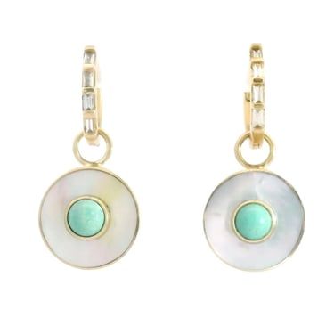 Mother Of Pearl &amp; Turquoise Cerclen Hoop Earrings