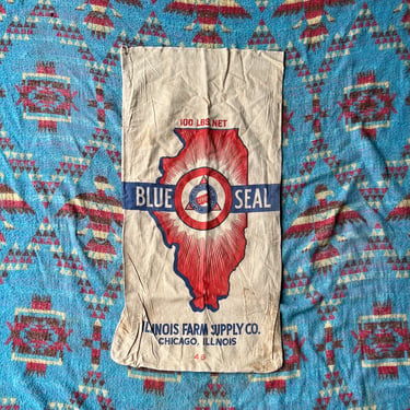 Vintage 100# Blue Seal Seed Sack Illinois Farm 