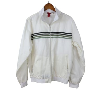 Vintage Y2K Mossimo Jacket Fall Mens Size Large White Stripe Front Windbreaker 