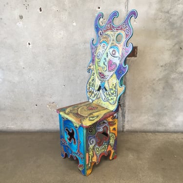 One Off Artist Painted High Back Chair
