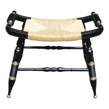 Vintage Hitchcock Style Black and Gold Rush Seat | Deco2Modern