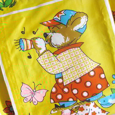 1950s Vintage Curtain Panels Adorable Childs Print Cotton Juvenile Print / Baby Nursery Decor /  4 Panels Each 42 Inches Wide 