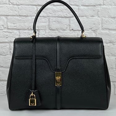 CELINE Medium 16 bag in Grained Calfskin Leather, Black