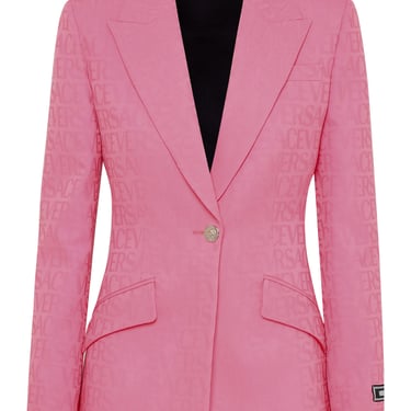 Versace Woman Rose Virgin Wool Blazer Jacket