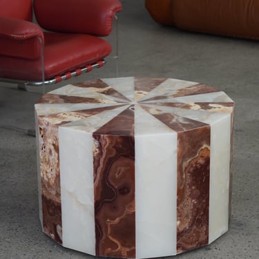 Red and White Onyx Coffee Table