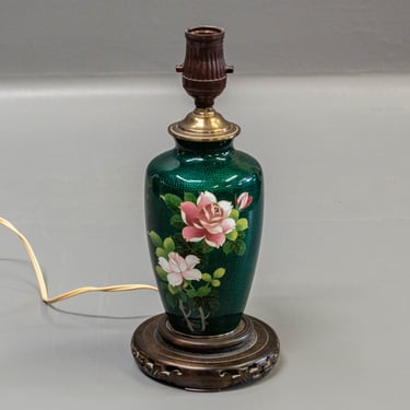 Small Rose Motif Cloisonné Table Lamp