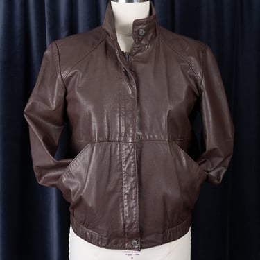 Vintage 80s Chocolate Brown Leather Bomber Jacket by West Bay Sport Leathers 