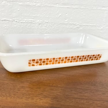 Vintage 1960s Glasbake Orange + White 1.5 Quart Pan 