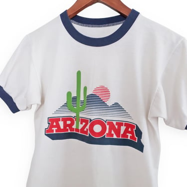 vintage Arizona shirt / cactus shirt / 1980s Arizona cactus desert ringer t shirt Small 